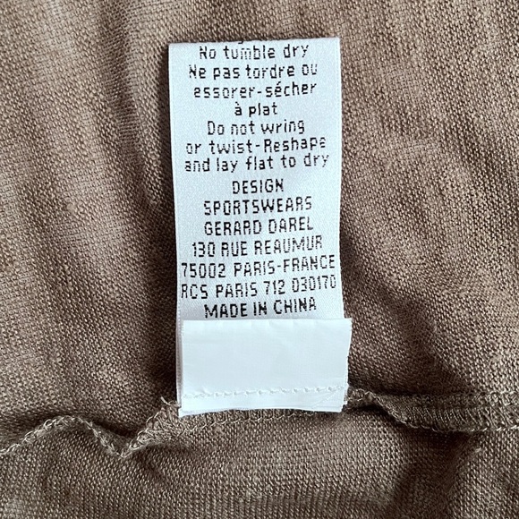 Gerard Darel 100% Linen Mocha Brown Button Down Minimalist Top Size L - Picture 9 of 10